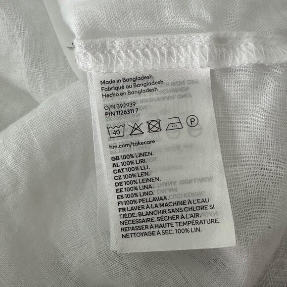 H&M Oversized Button Up Shirt Linen Minimalist White Lightweight Sz M - Picture 15 of 15